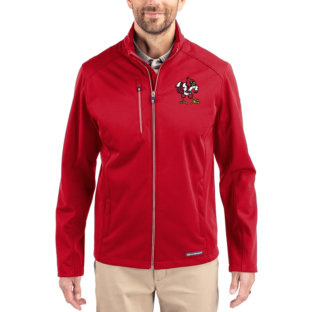 Men's Cutter & Buck Louisville Cardinals Evoke Eco Softshell Recycled Full-Zip Jacket