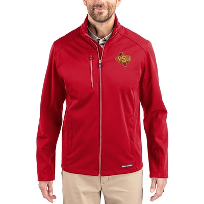 Men's Cutter & Buck Midwestern State Mustangs Evoke Eco Softshell Recycled Full-Zip Jacket