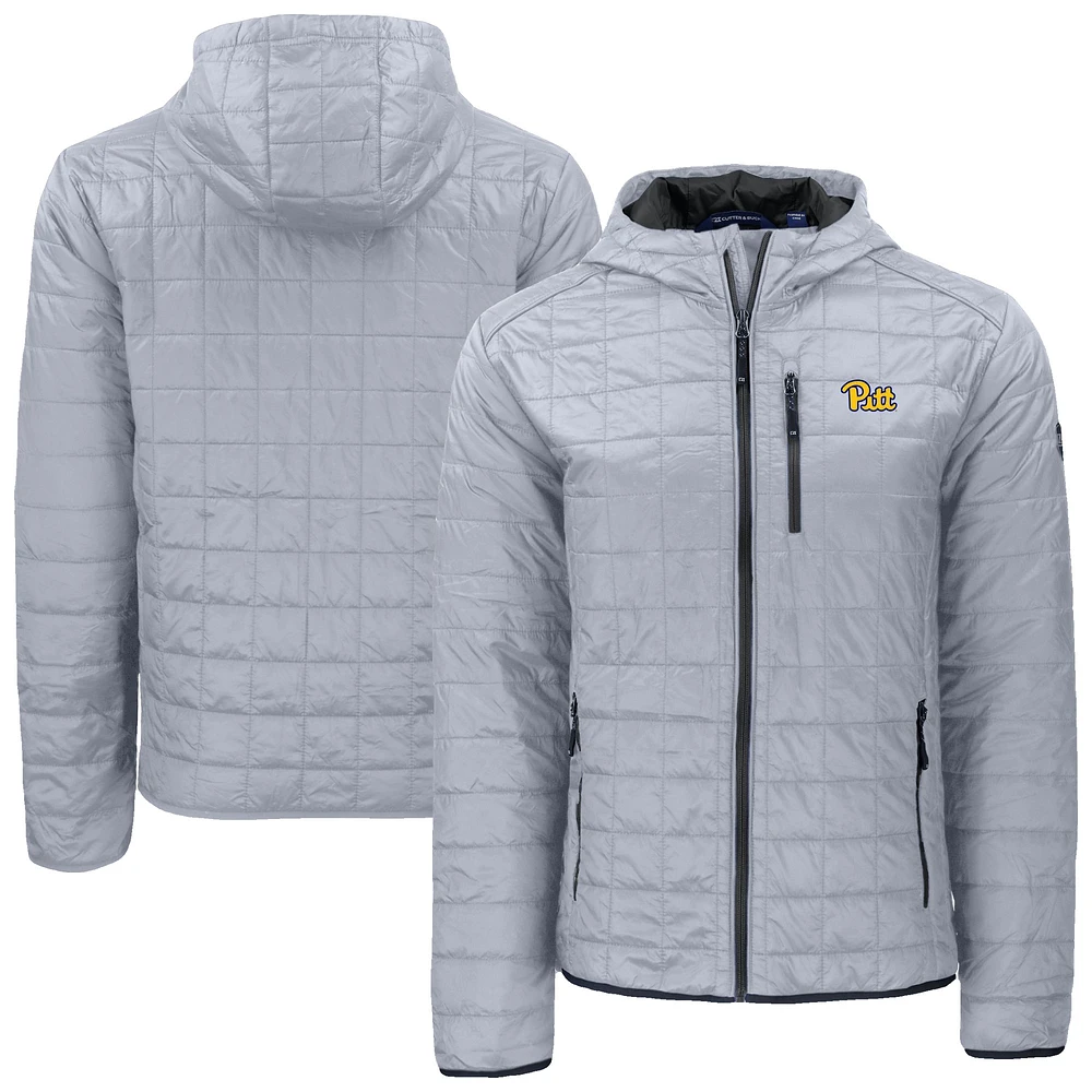 Men's Cutter & Buck Gray Pitt Panthers Rainier Eco PrimaLoft Hooded Full-Zip Jacket