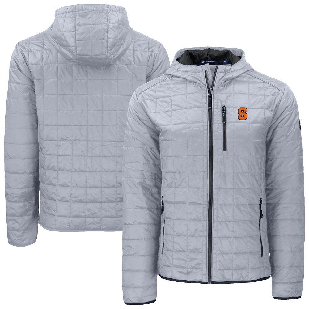 Men's Cutter & Buck Gray Syracuse Orange Rainier Eco PrimaLoft Hooded Full-Zip Jacket