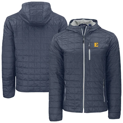 Men's Cutter & Buck Anthracite ETSU Buccaneers Rainier Eco PrimaLoft Hooded Full-Zip Jacket