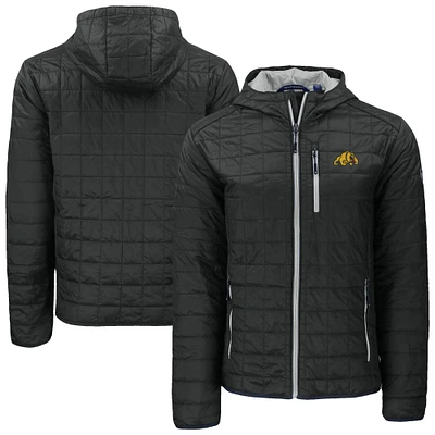 Men's Cutter & Buck Black Bowie State Bulldogs Rainier Eco PrimaLoft Hooded Full-Zip Jacket