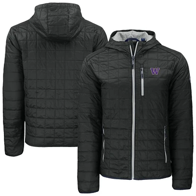 Men's Cutter & Buck Black Washington Huskies Rainier Eco PrimaLoft Hooded Full-Zip Jacket