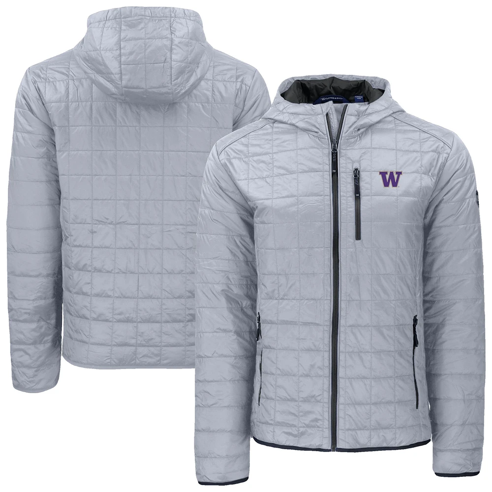 Men's Cutter & Buck Gray Washington Huskies Rainier Eco PrimaLoft Hooded Full-Zip Jacket