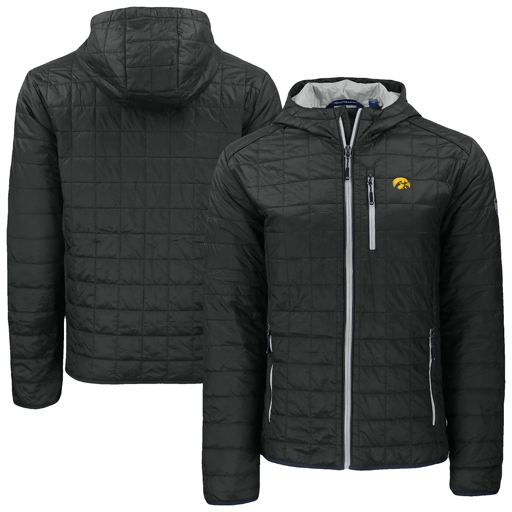 Men's Cutter & Buck Iowa Hawkeyes Rainier Eco PrimaLoft Hooded Full-Zip Jacket