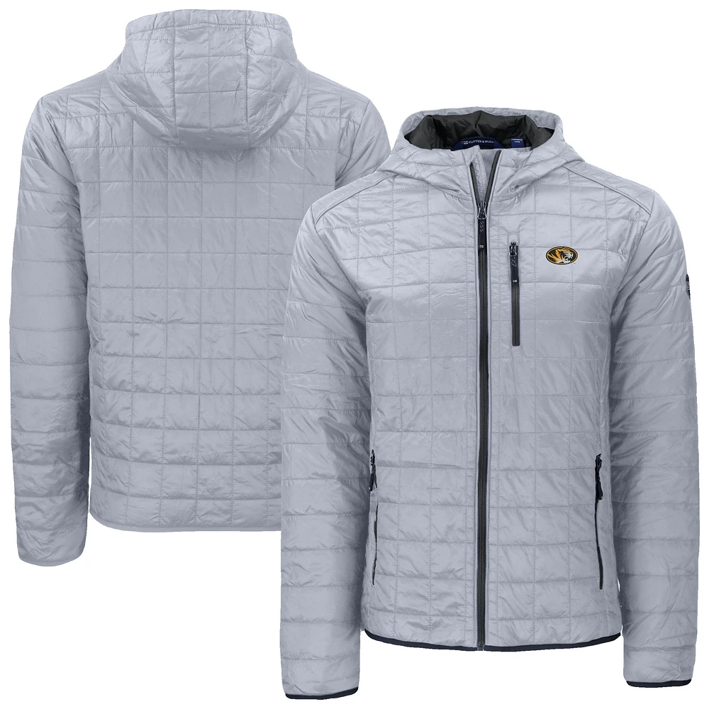 Men's Cutter & Buck Gray Missouri Tigers Rainier Eco PrimaLoft Hooded Full-Zip Jacket