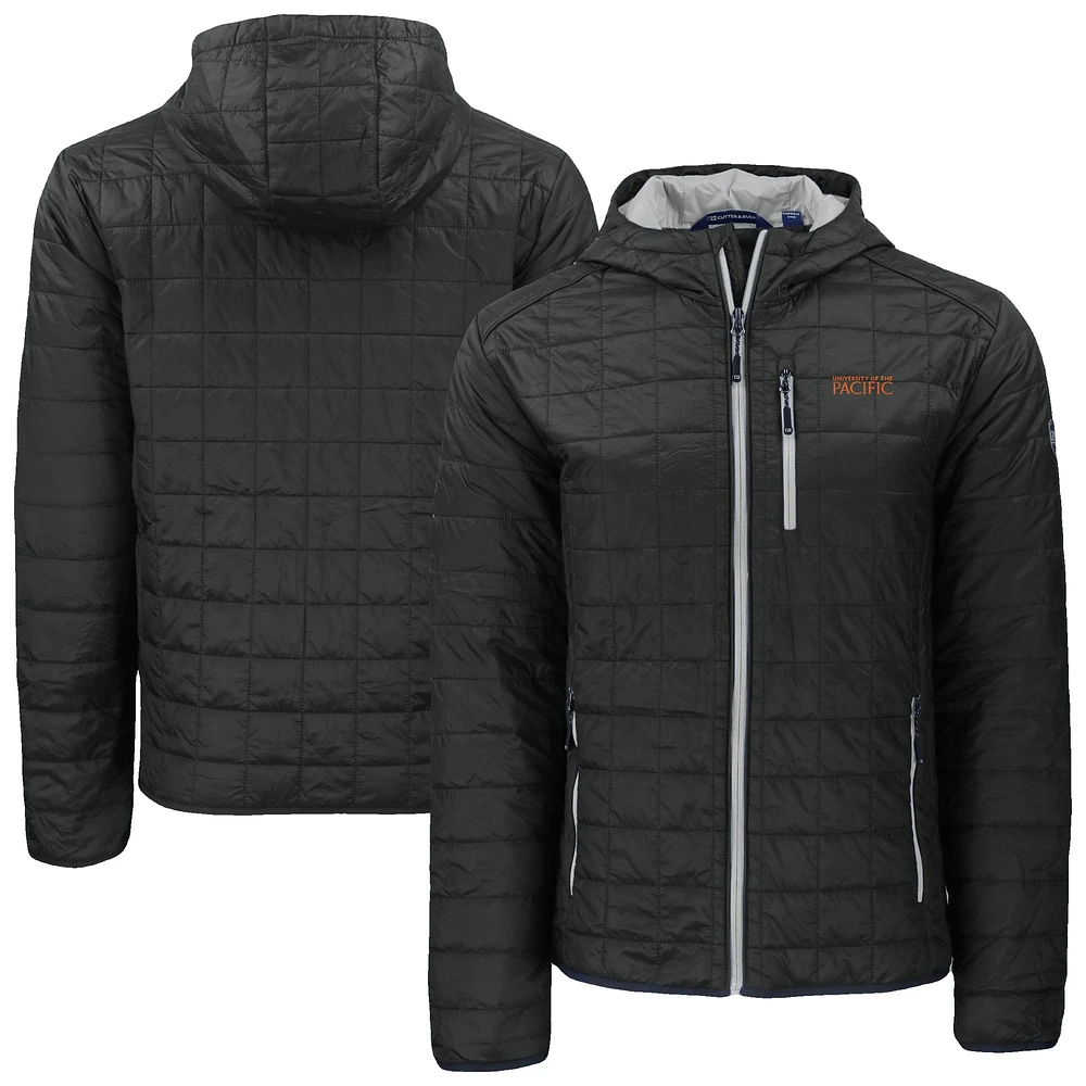 Men's Cutter & Buck Black Pacific Tigers Rainier Eco PrimaLoft Hooded Full-Zip Jacket