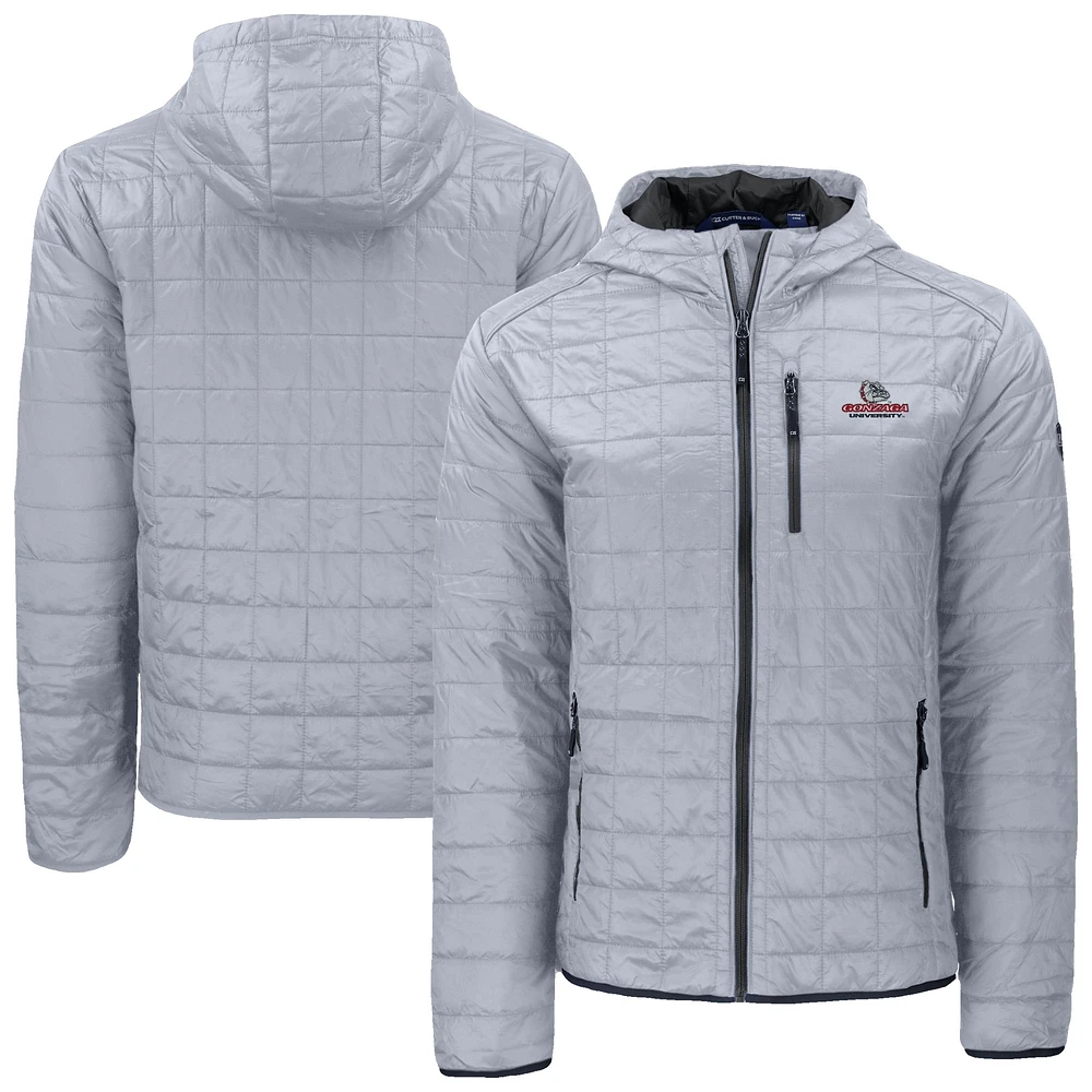 Men's Cutter & Buck Gray Gonzaga Bulldogs Rainier Eco PrimaLoft Hooded Full-Zip Jacket