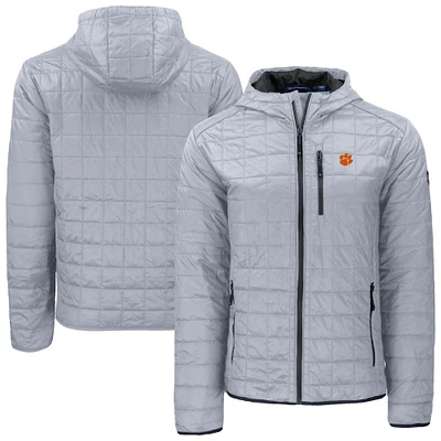 Men's Cutter & Buck Gray Clemson Tigers Rainier Eco PrimaLoft Hooded Full-Zip Jacket