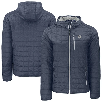 Men's Cutter & Buck Anthracite Georgetown Hoyas Rainier Eco PrimaLoft Hooded Full-Zip Jacket