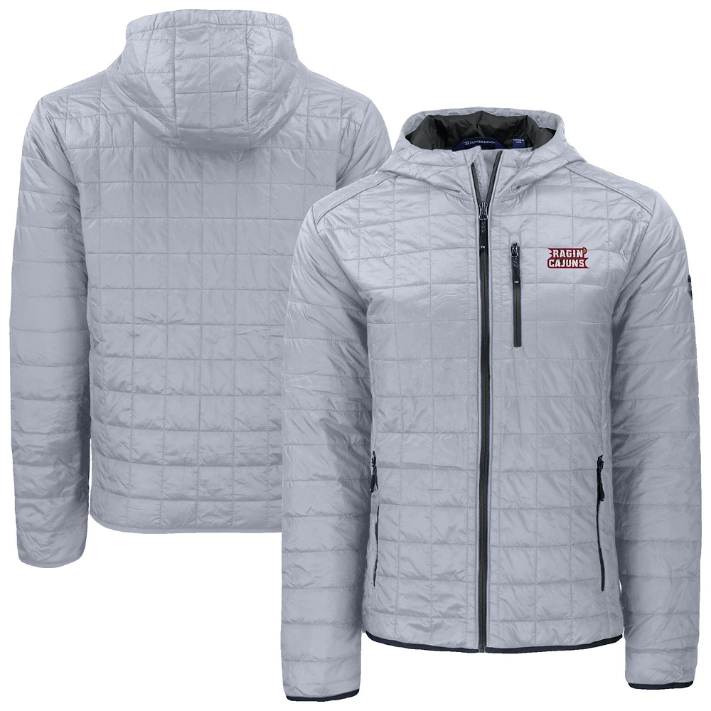 Men's Cutter & Buck Gray Louisiana Ragin' Cajuns Rainier Eco PrimaLoft Hooded Full-Zip Jacket