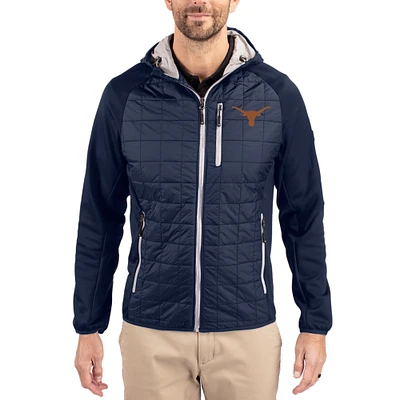 Men's Cutter & Buck Navy Texas Longhorns Rainier Eco Hybrid PrimaLoft Raglan Full-Zip Jacket