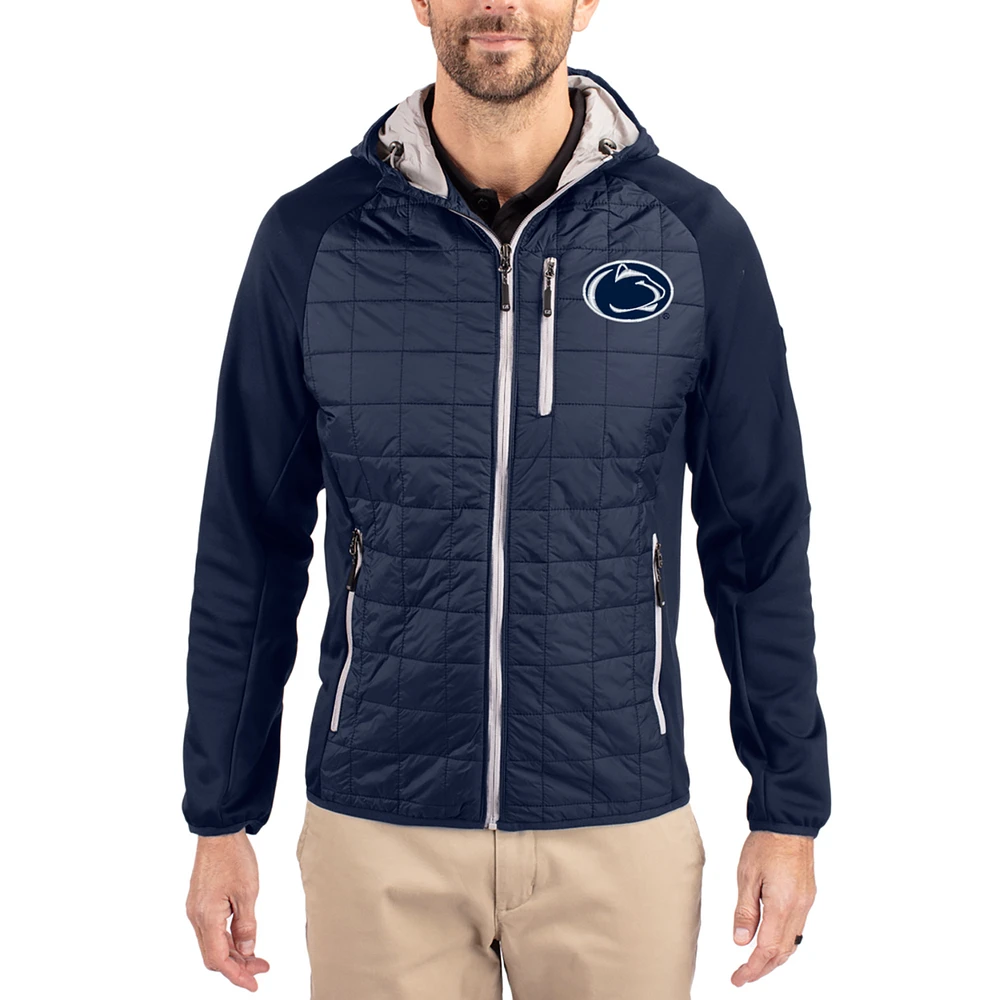 Men's Cutter & Buck Navy Penn State Nittany Lions Rainier Eco Hybrid PrimaLoft Raglan Full-Zip Jacket