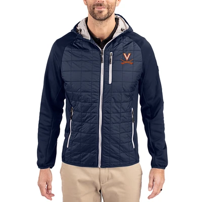 Men's Cutter & Buck Navy Virginia Cavaliers Rainier Eco Hybrid PrimaLoft Raglan Full-Zip Jacket