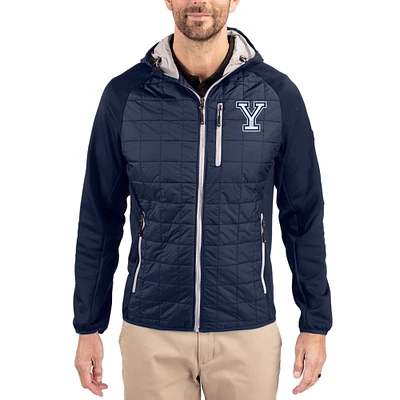 Men's Cutter & Buck Navy Yale Bulldogs Rainier Eco Hybrid PrimaLoft Raglan Full-Zip Jacket