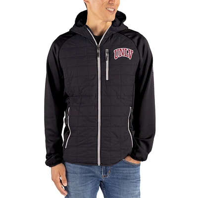 Men's Cutter & Buck Black UNLV Rebels Rainier Eco Hybrid PrimaLoft Raglan Full-Zip Jacket