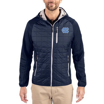 Men's Cutter & Buck Navy North Carolina Tar Heels Rainier Eco Hybrid PrimaLoft Raglan Full-Zip Jacket