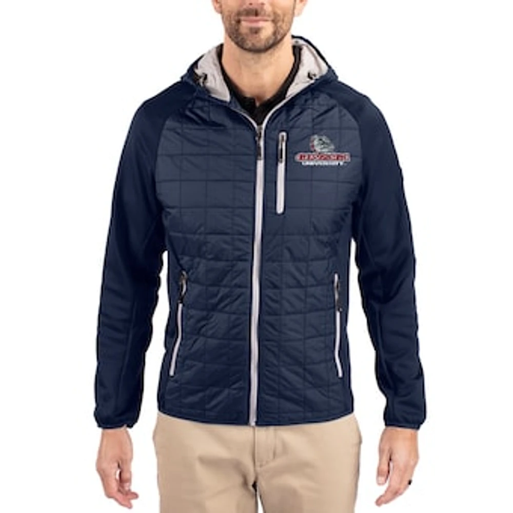 Men's Cutter & Buck Navy Gonzaga Bulldogs Rainier Eco Hybrid PrimaLoft Raglan Full-Zip Jacket