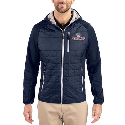 Men's Cutter & Buck Navy Gonzaga Bulldogs Rainier Eco Hybrid PrimaLoft Raglan Full-Zip Jacket