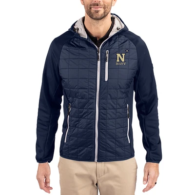 Men's Cutter & Buck Navy Midshipmen Rainier Eco Hybrid PrimaLoft Raglan Full-Zip Jacket
