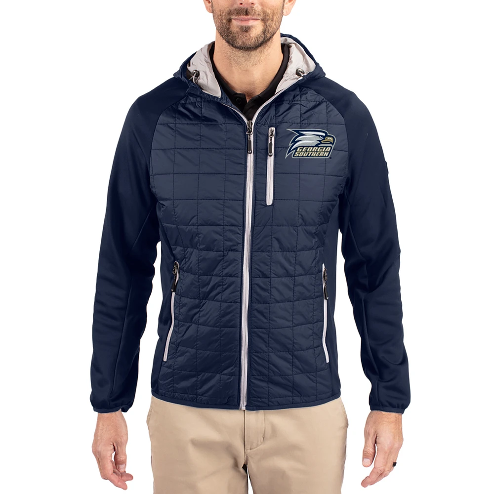 Men's Cutter & Buck Navy Georgia Southern Eagles Rainier Eco Hybrid PrimaLoft Raglan Full-Zip Jacket