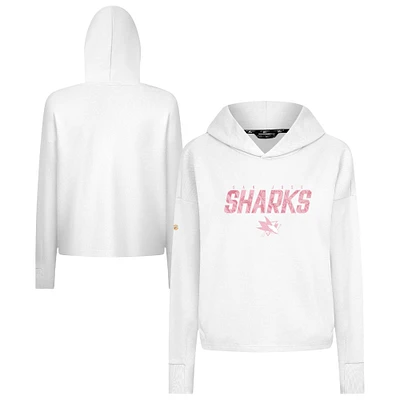 Women's Levelwear White San Jose Sharks Mother's Day Sweet Floral Pullover Hoodie