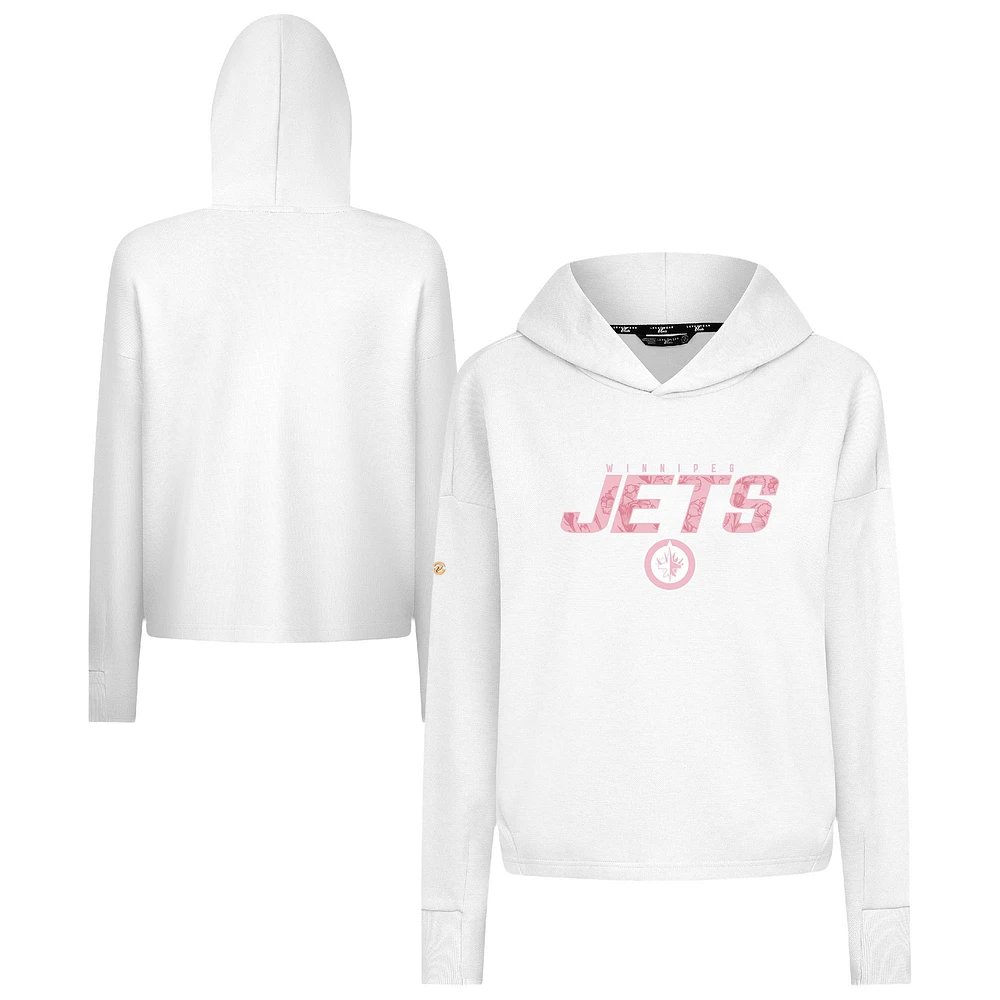 Women's Levelwear White Winnipeg Jets Mother's Day Sweet Floral Pullover Hoodie