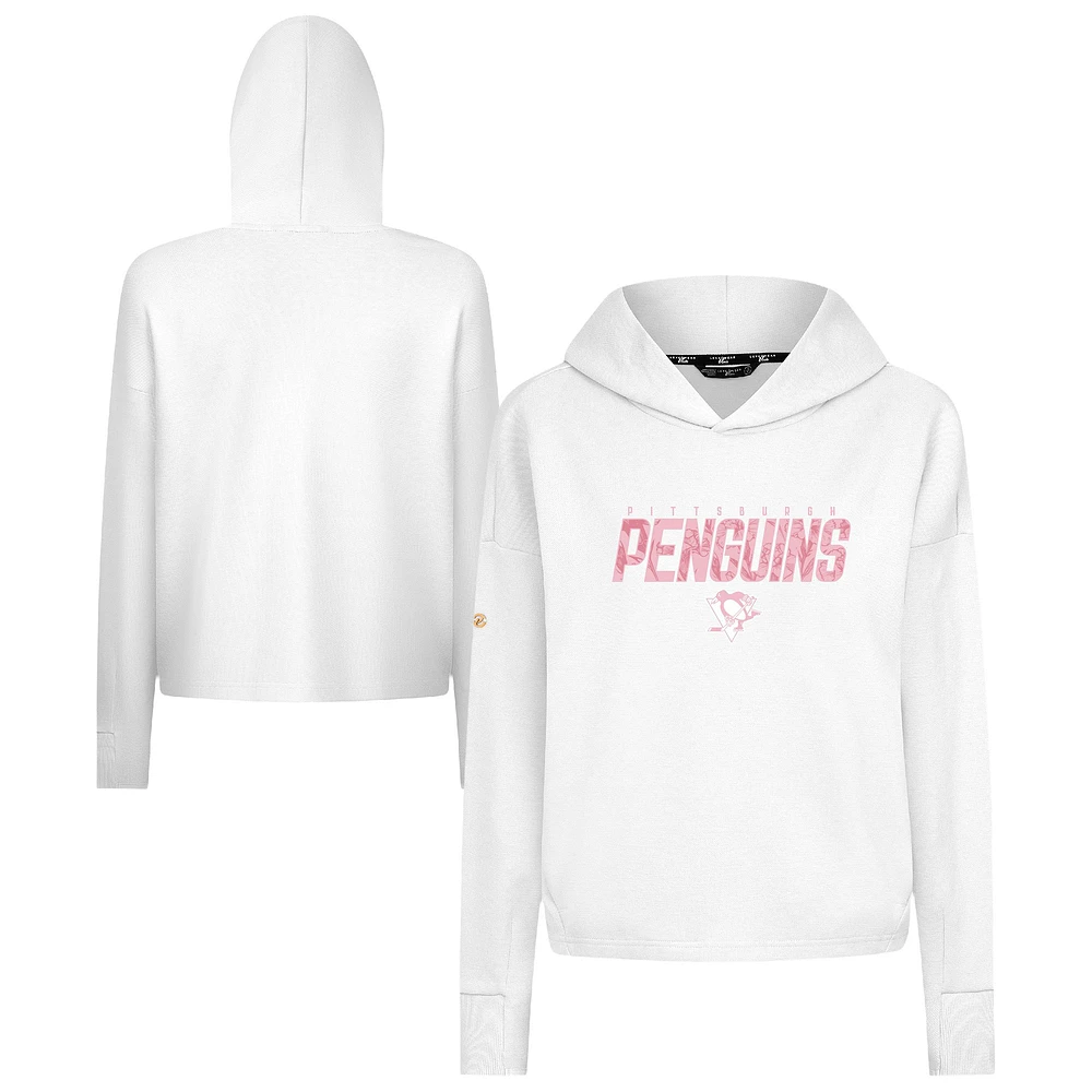 Women's Levelwear White Pittsburgh Penguins Mother's Day Sweet Floral Pullover Hoodie