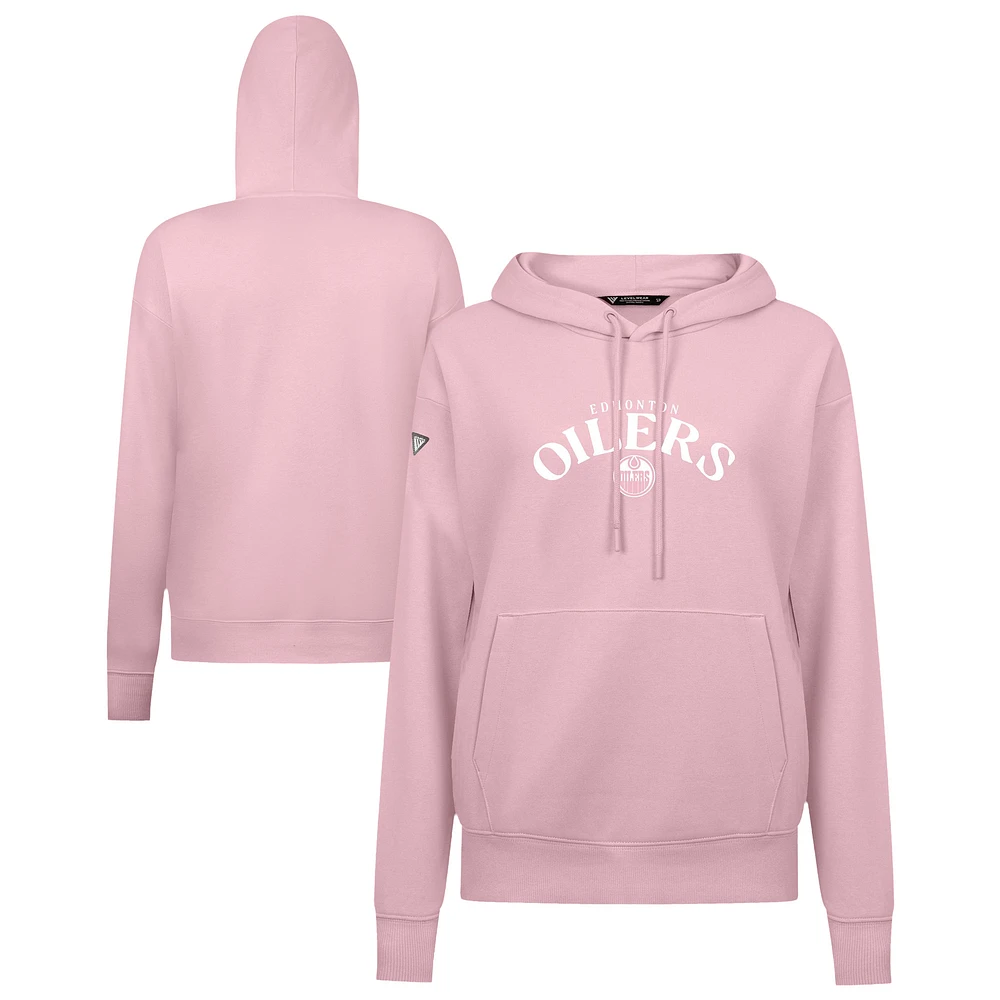 Women's Levelwear Light Pink Edmonton Oilers Mother's Day Adorn Arched Pullover Hoodie