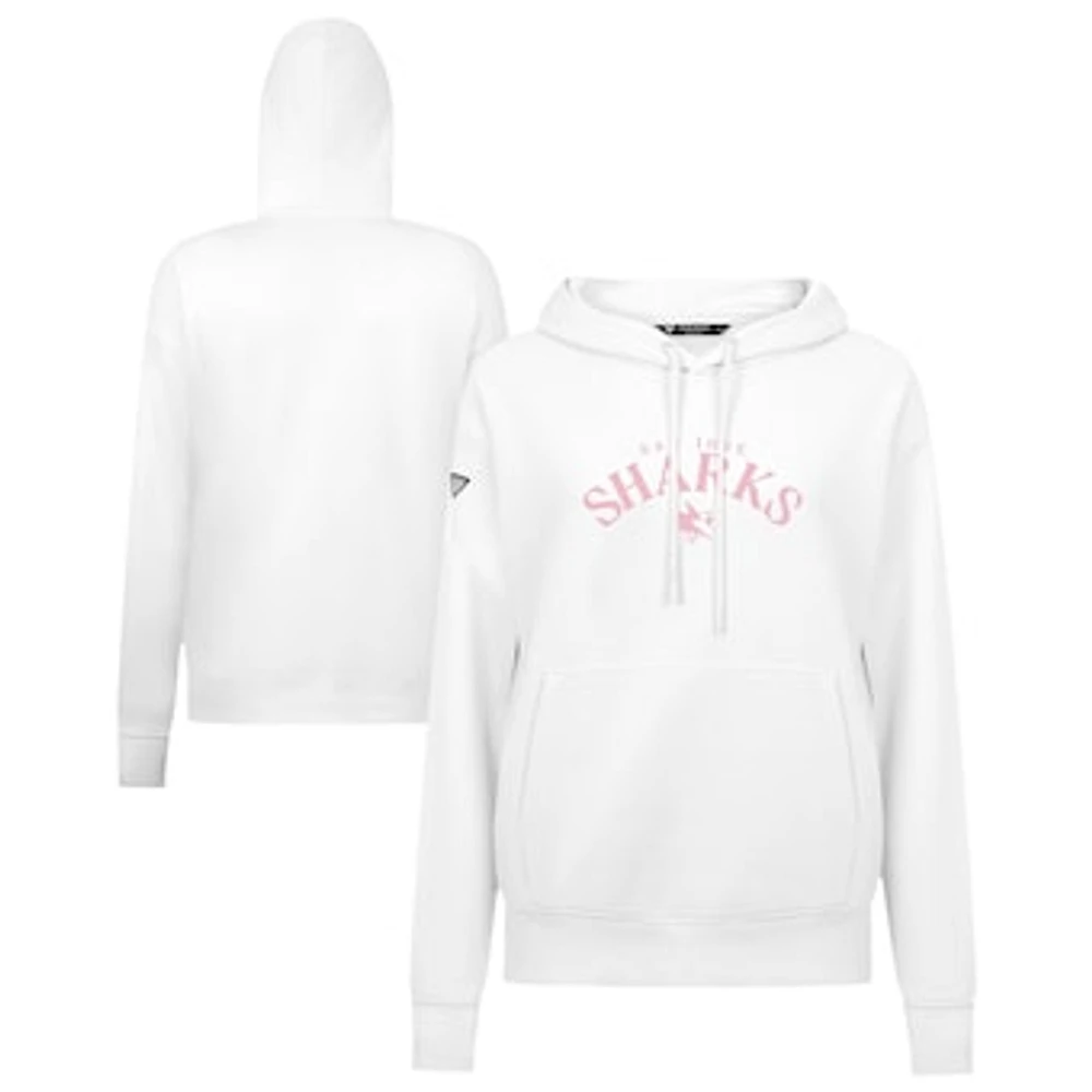 Women's Levelwear White San Jose Sharks Mother's Day Adorn Arched Pullover Hoodie