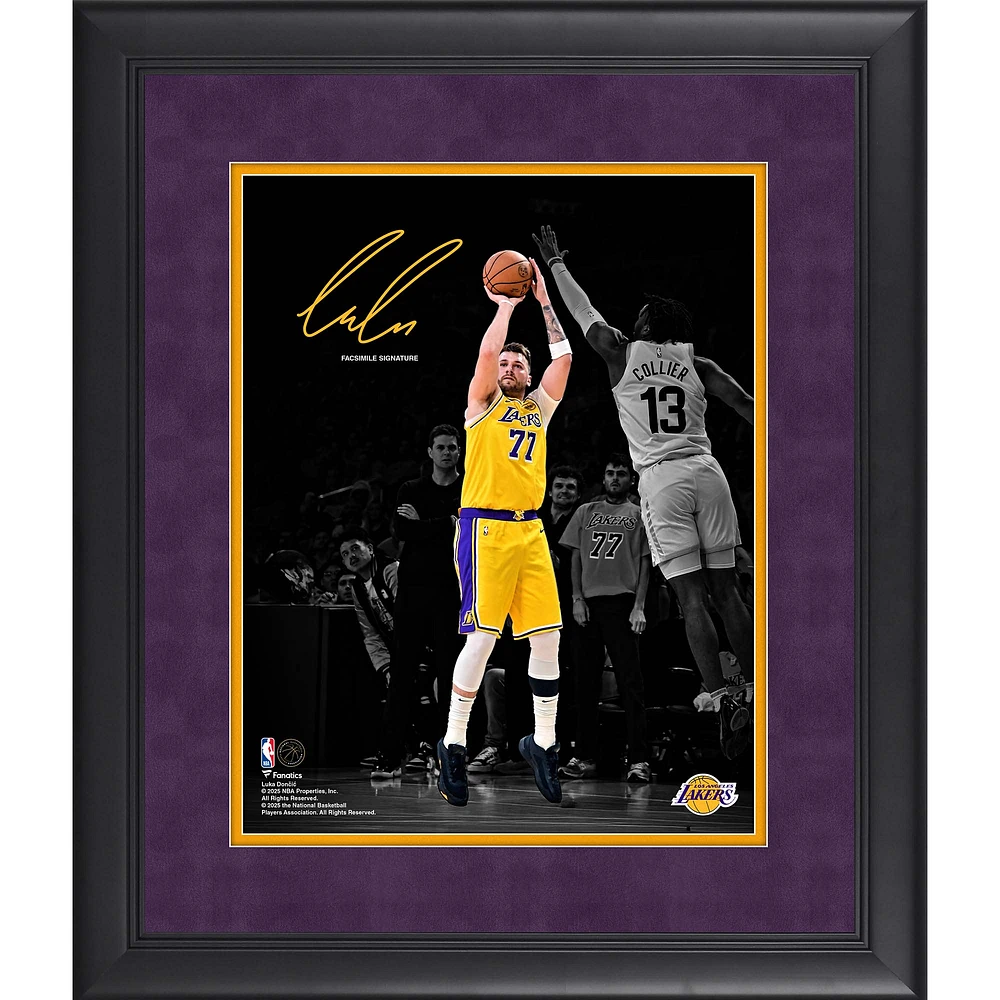 Luka Dončić Los Angeles Lakers Facsimile Signature Framed 11" x 14" Spotlight Photograph