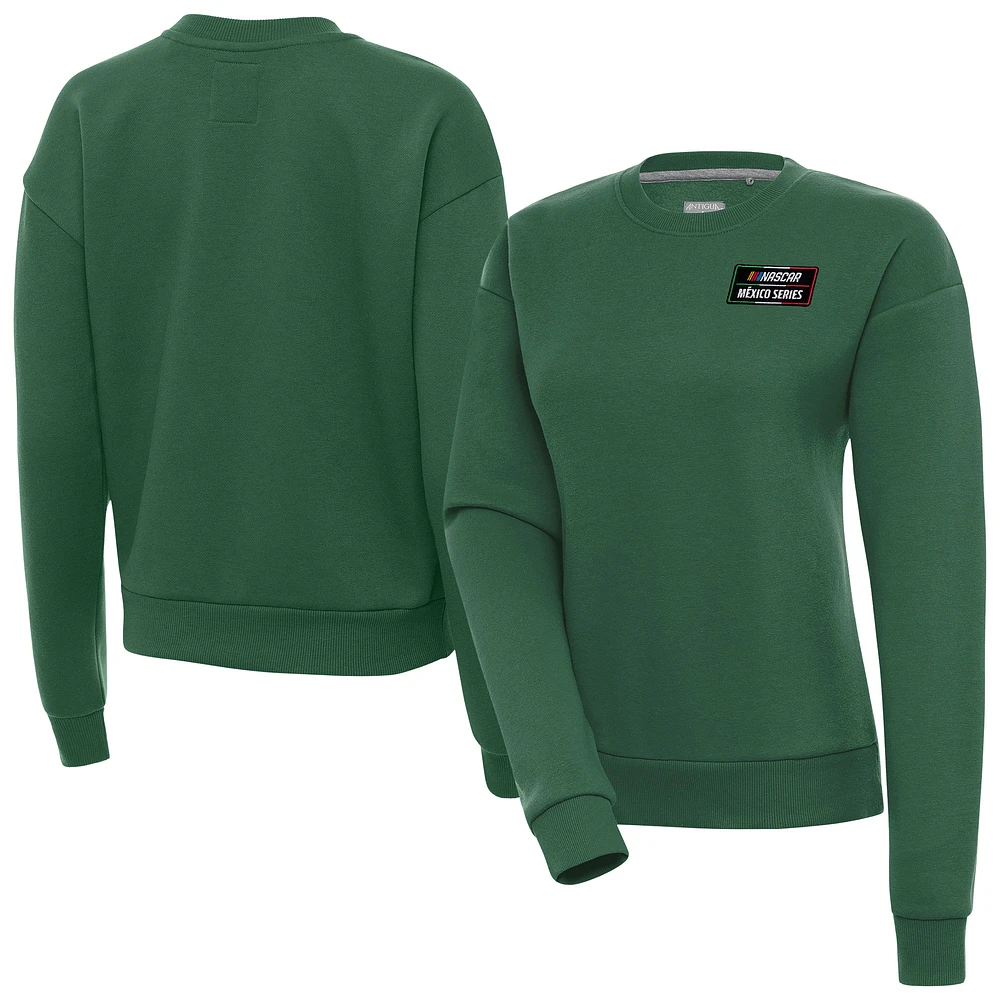 Women's Antigua Hunter Green NASCAR Mexico Series Race Victory Pullover Sweatshirt