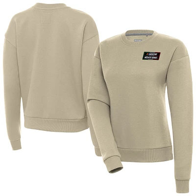Women's Antigua Khaki NASCAR Mexico Series Race Victory Pullover Sweatshirt