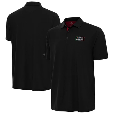 Men's Antigua Black NASCAR Mexico Series Race Era Polo