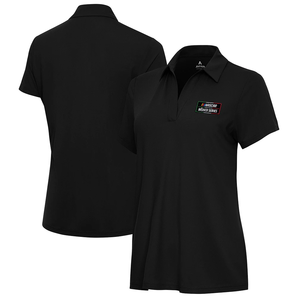 Women's Antigua Black NASCAR Mexico Series Race Era Polo