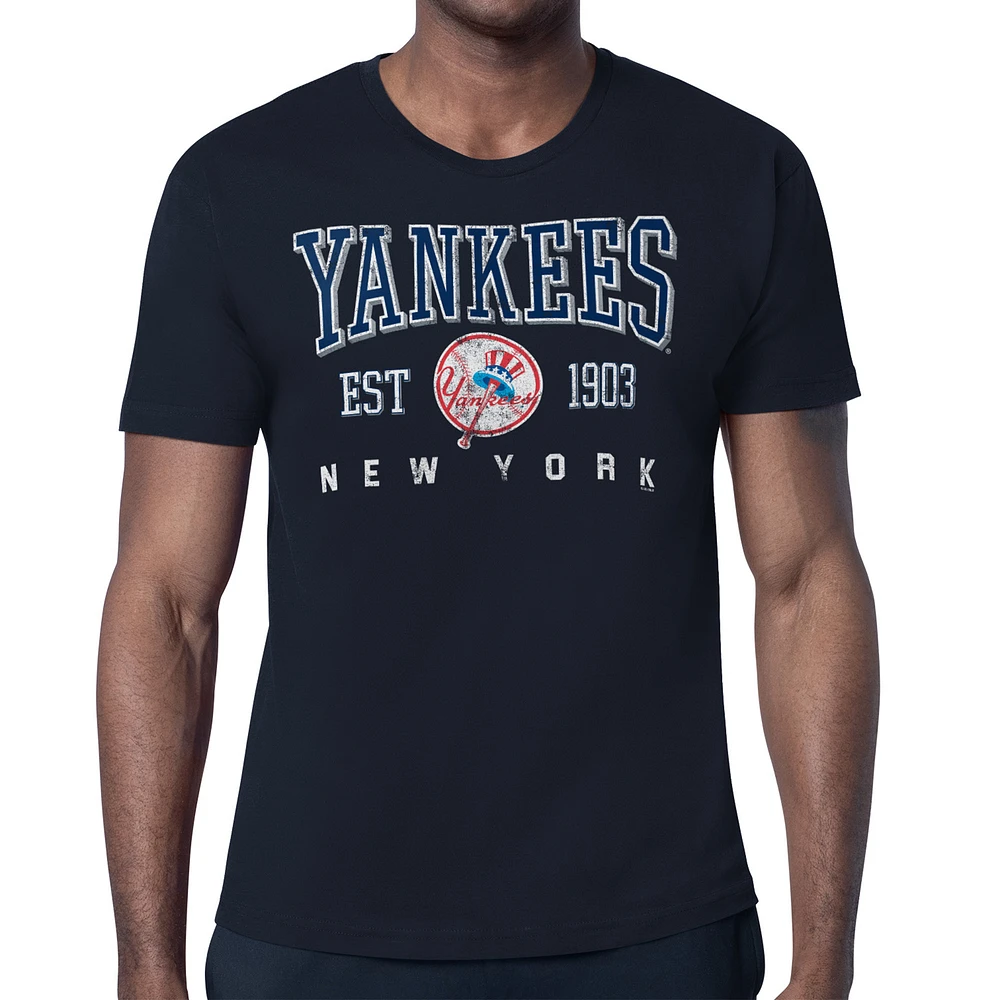 Men's Starter Navy New York Yankees Distressed Logo T-Shirt