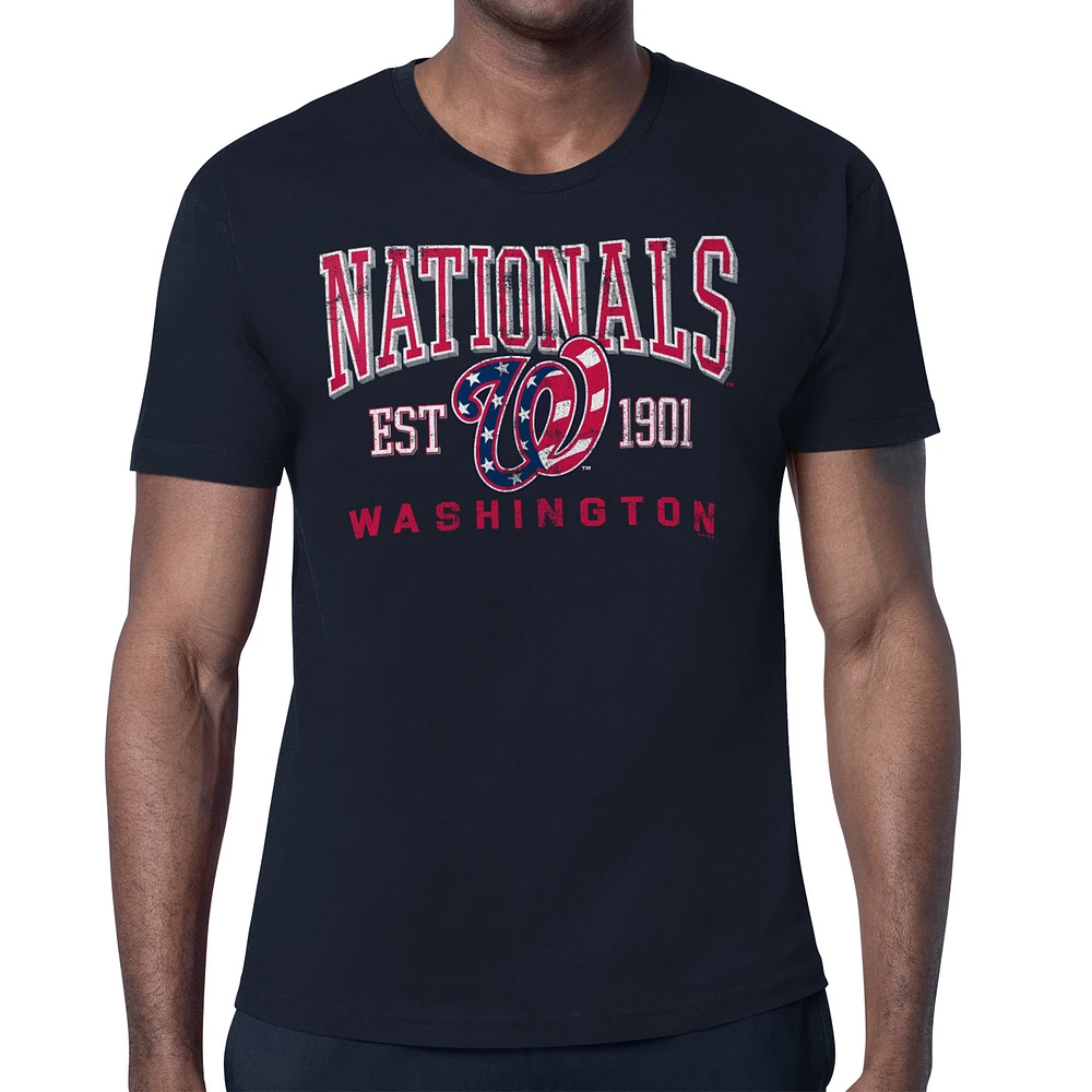 Men's Starter Navy Washington Nationals Distressed Logo T-Shirt