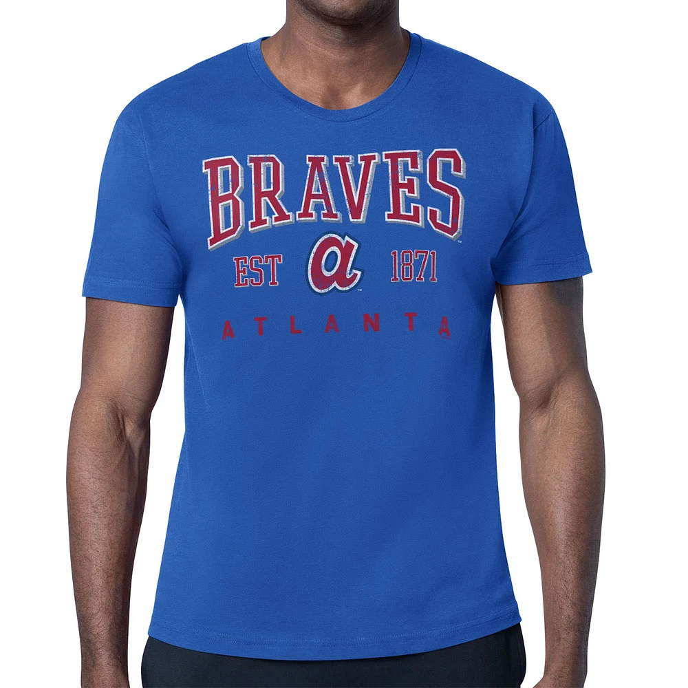 Men's Starter Royal Atlanta Braves Distressed Logo T-Shirt