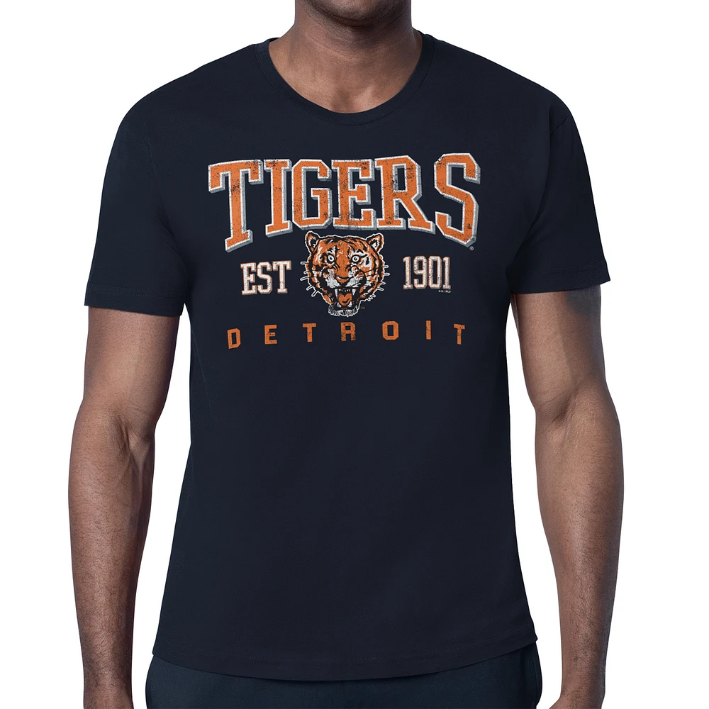 Men's Starter Navy Detroit Tigers Distressed Logo T-Shirt
