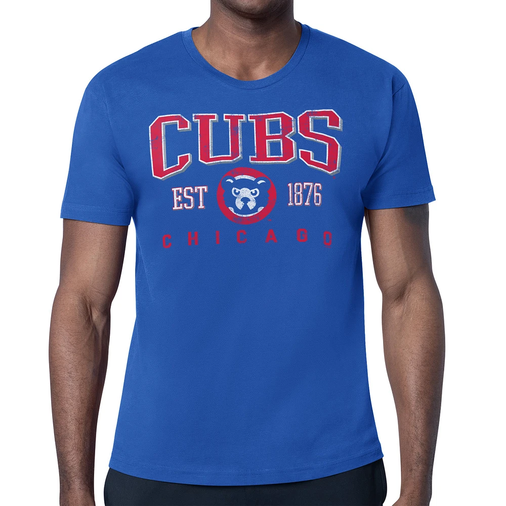 Men's Starter Royal Chicago Cubs Distressed Logo T-Shirt