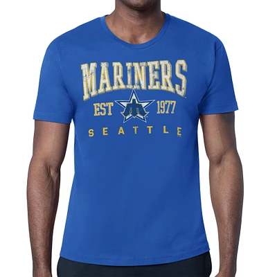 Men's Starter Royal Seattle Mariners Distressed Logo T-Shirt