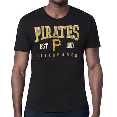 Men's Starter Black Pittsburgh Pirates Distressed Logo T-Shirt