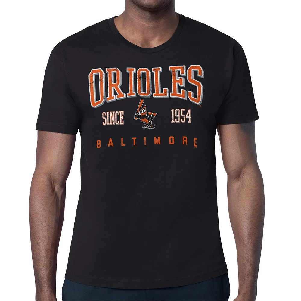 Men's Starter Black Baltimore Orioles Distressed Logo T-Shirt