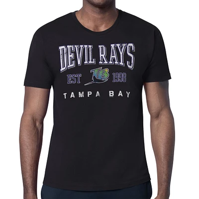 Men's Starter Black Tampa Bay Rays Distressed Logo T-Shirt