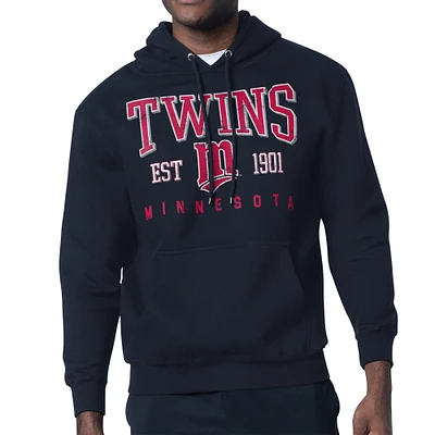 Men's Starter Navy Minnesota Twins Distressed Fleece Pullover Hoodie