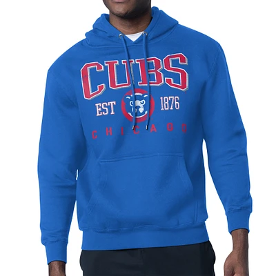 Men's Starter Royal Chicago Cubs Distressed Fleece Pullover Hoodie