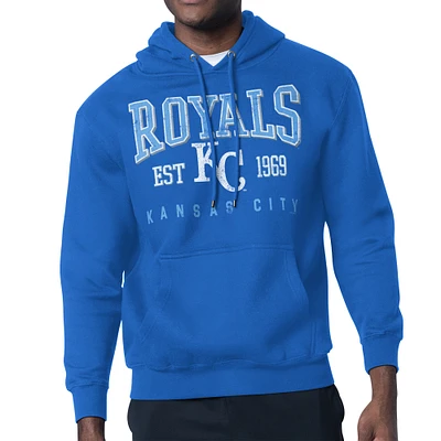Men's Starter Royal Kansas City Royals Distressed Fleece Pullover Hoodie