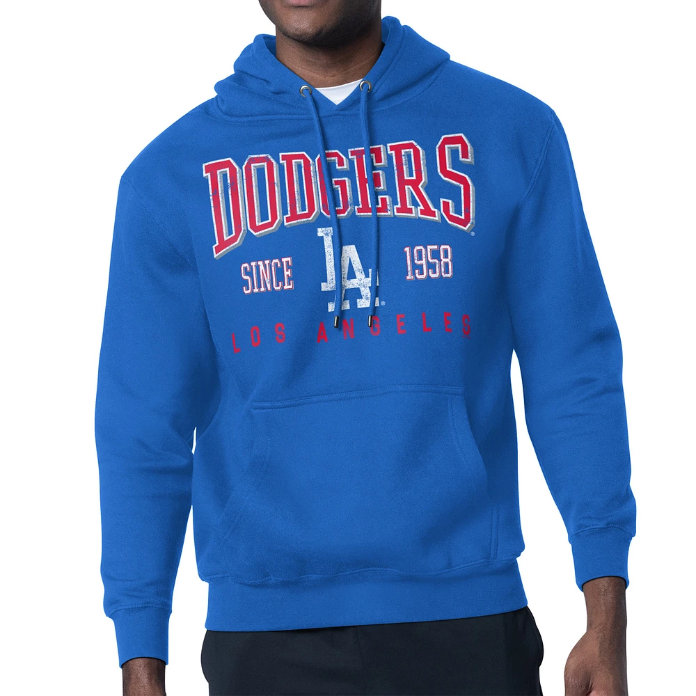 Men's Starter Royal Los Angeles Dodgers Distressed Fleece Pullover Hoodie
