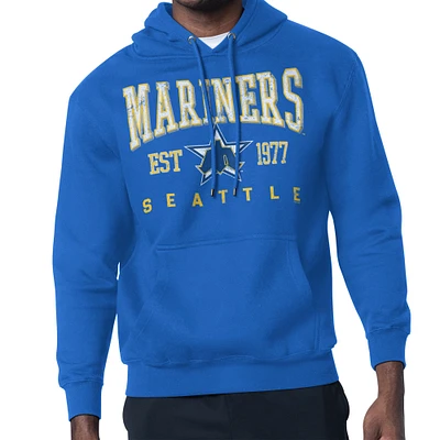 Men's Starter Royal Seattle Mariners Distressed Fleece Pullover Hoodie