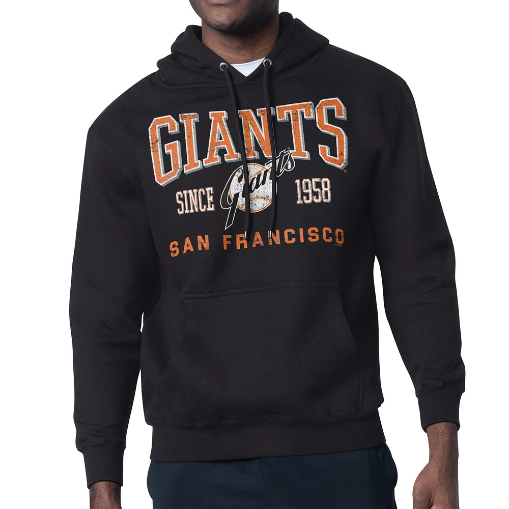 Men's Starter Black San Francisco Giants Distressed Fleece Pullover Hoodie